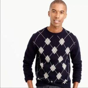 J. Crew lamb’s wool argyle sweater in navy